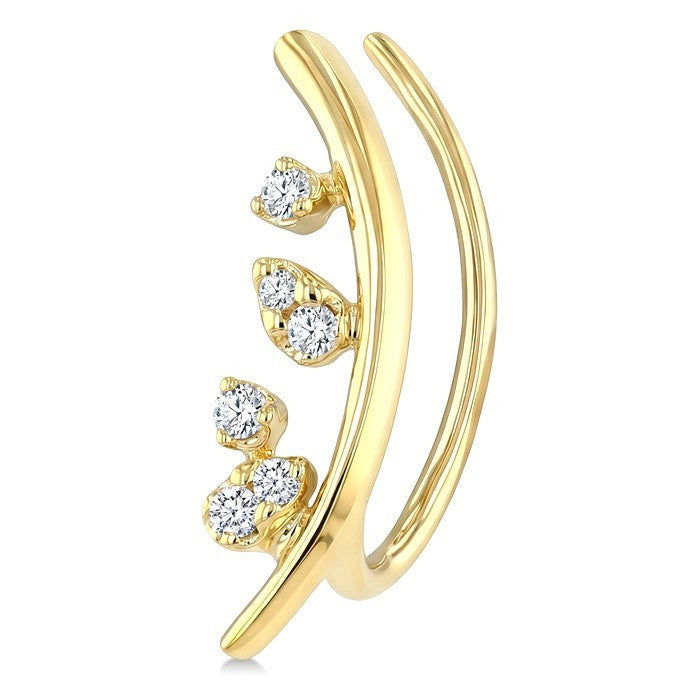 1/10 Ctw Round Cut Diamond Fashion Ear Climbers in 10K Yellow Gold