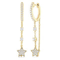 Star Diamond Hoop Chain Earrings