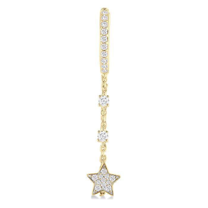 Star Diamond Hoop Chain Earrings