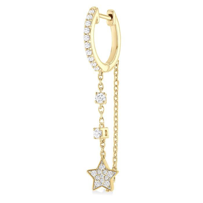 Star Diamond Hoop Chain Earrings