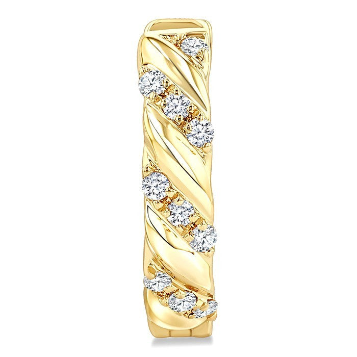 1/10 Ctw Half Twirl Round Cut Diamond Huggie Petite Earrings in 10K Yellow Gold