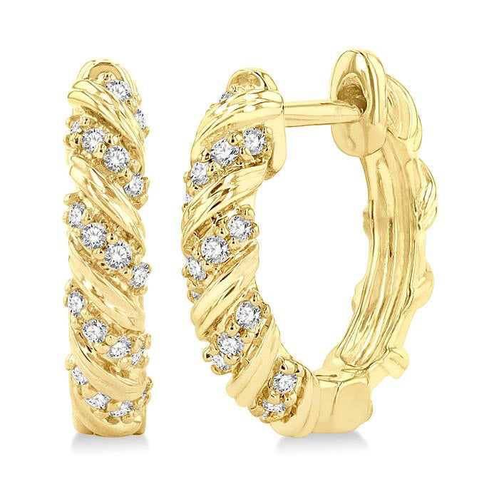 Swirl Petite Diamond Huggie Fashion Earrings