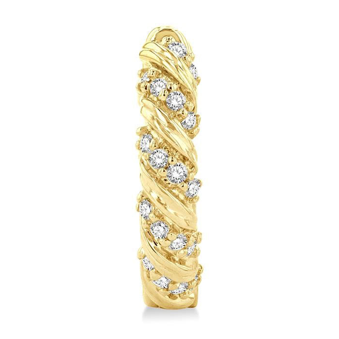 Swirl Petite Diamond Huggie Fashion Earrings