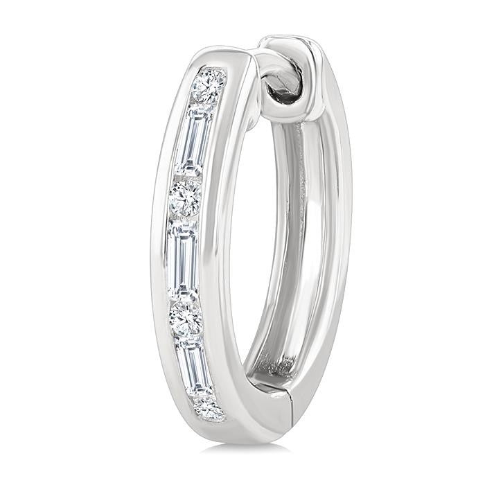 Channel Set Petite Diamond Huggie Fashion Earrings
