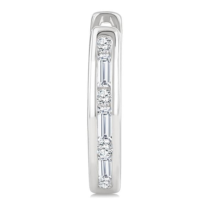 Channel Set Petite Diamond Huggie Fashion Earrings
