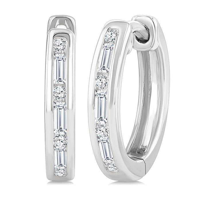 Channel Set Petite Diamond Huggie Fashion Earrings