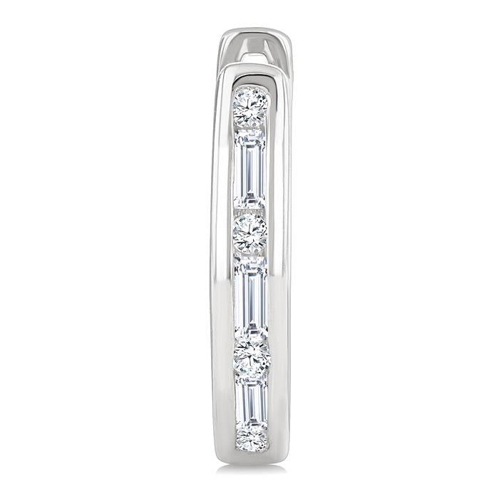 Channel Set Petite Diamond Huggie Fashion Earrings