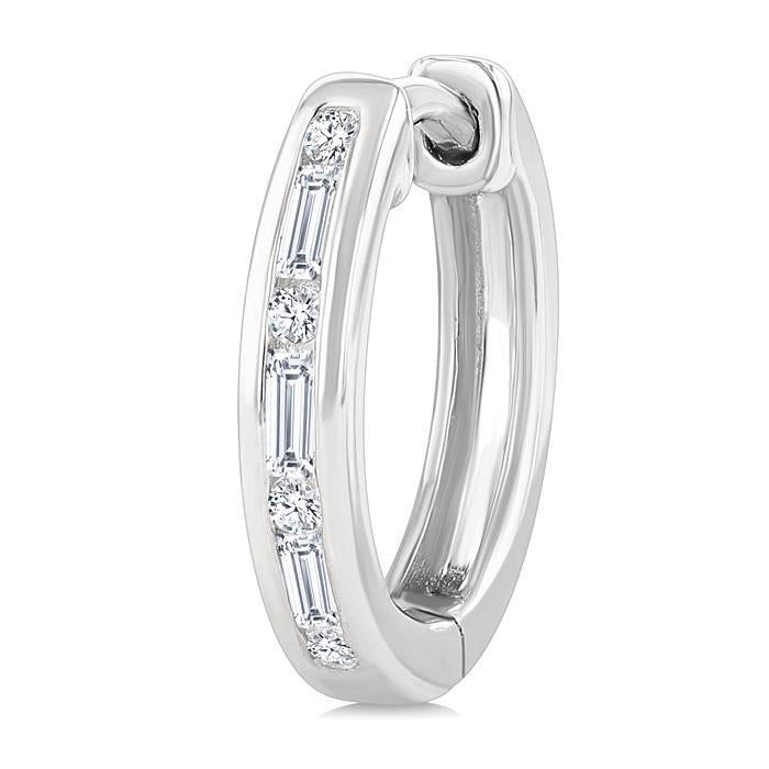 Channel Set Petite Diamond Huggie Fashion Earrings