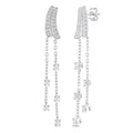 1/2 Ctw Curved Twin Pod Round Cut Diamond Chain Dangler Long Earrings in 10K White Gold