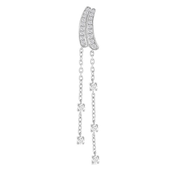 1/2 Ctw Curved Twin Pod Round Cut Diamond Chain Dangler Long Earrings in 10K White Gold