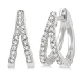 1/5 Ctw Split Round Cut Diamond Huggie Petite Earrings in 14K White Gold