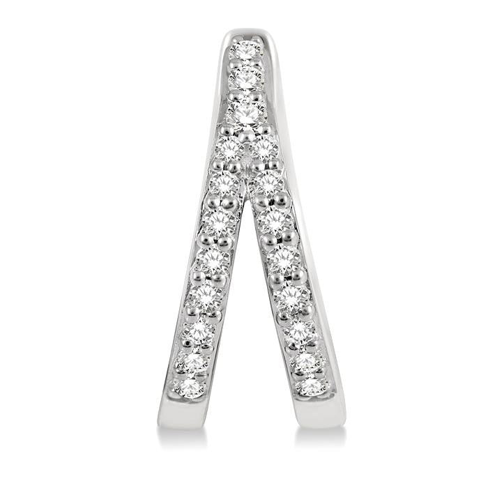 1/5 Ctw Split Round Cut Diamond Huggie Petite Earrings in 14K White Gold