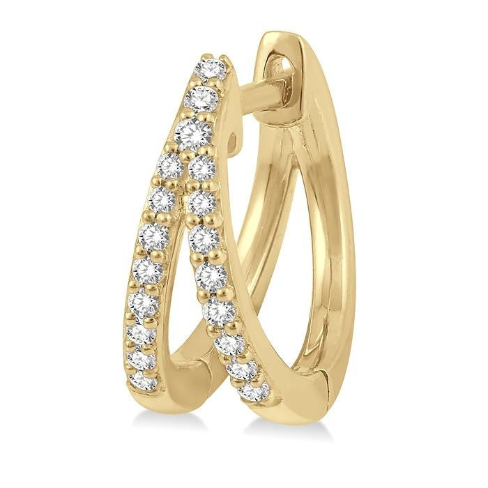 1/5 Ctw Split Round Cut Diamond Huggie Petite Earrings in 10K Yellow Gold