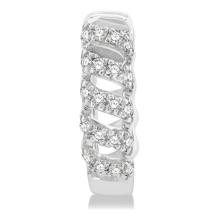 1/4 Ctw Petite Open Swirl Round Cut Diamond Fashion Huggies in 10K White Gold