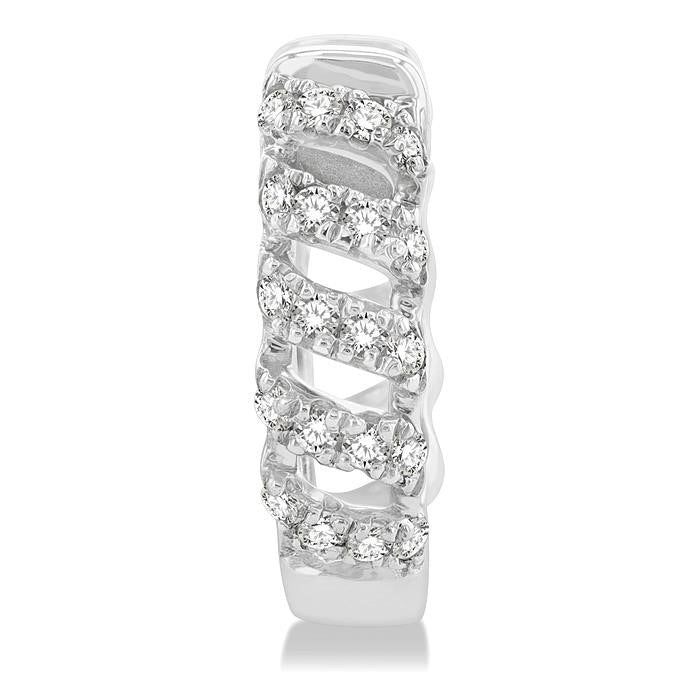 Swirl Petite Diamond Huggie Fashion Earrings