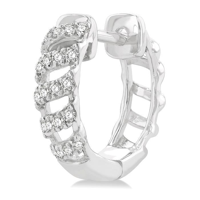 Swirl Petite Diamond Huggie Fashion Earrings