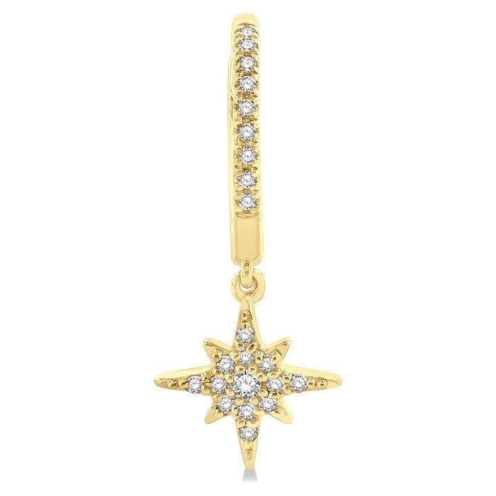 1/6 Ctw Petite Celestial Crescent & Star Round Cut Diamond Fashion Huggies in 10K Yellow Gold