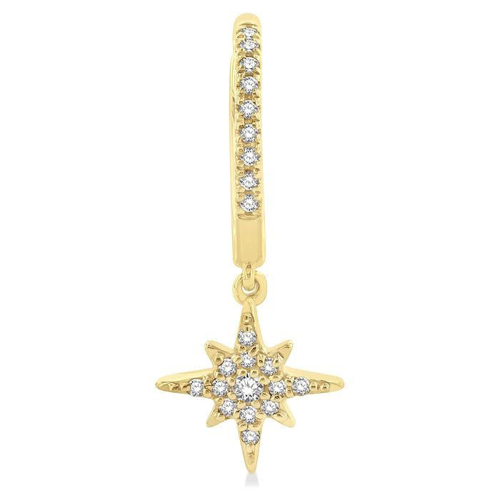 Star & Moon Petite Diamond Huggie Fashion Earrings