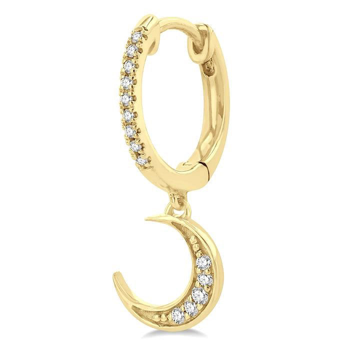 Star & Moon Petite Diamond Huggie Fashion Earrings