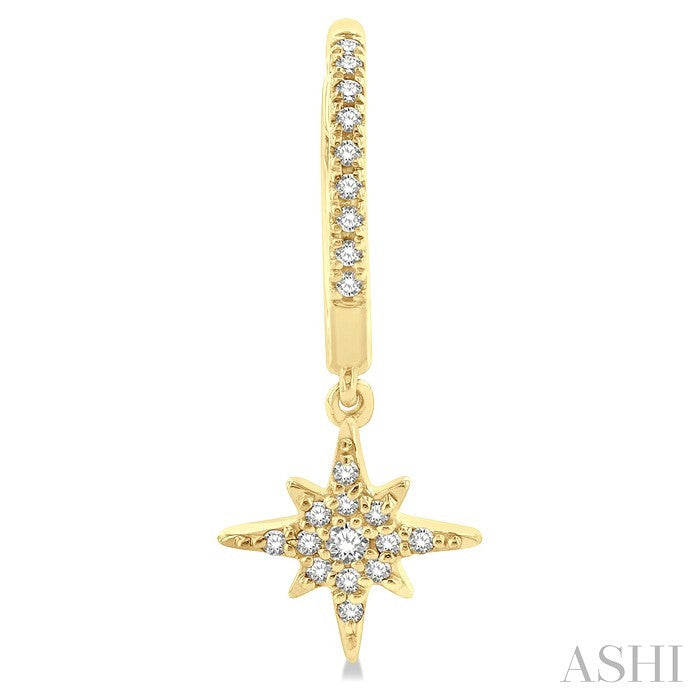 1/6 Ctw Petite Celestial Crescent & Star Round Cut Diamond Fashion Huggies in 10K Yellow Gold