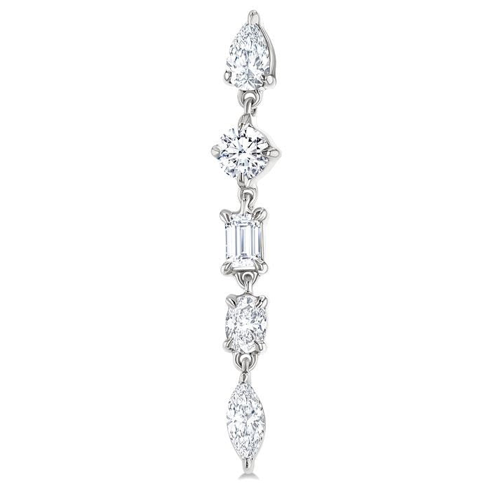 1 Ctw Mixed Diamond Cut Fashion Earrings in 14K White Gold