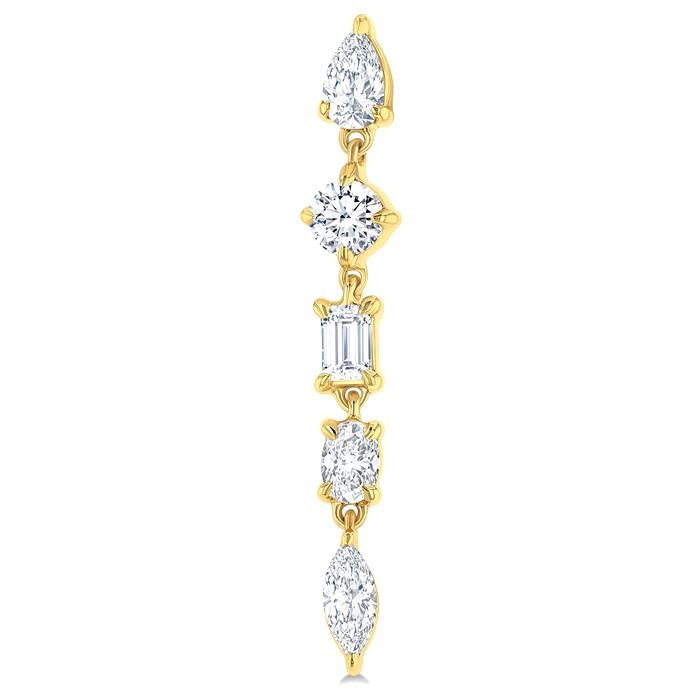1 Ctw Mixed Diamond Cut Fashion Earrings in 14K Yellow Gold