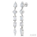 1 Ctw Mixed Diamond Cut Fashion Earrings in 14K White Gold
