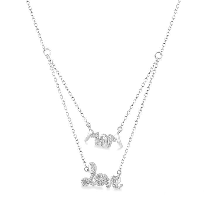 Mom & Love Layered Diamond Necklace