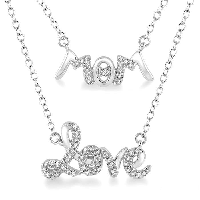 Mom & Love Layered Diamond Necklace