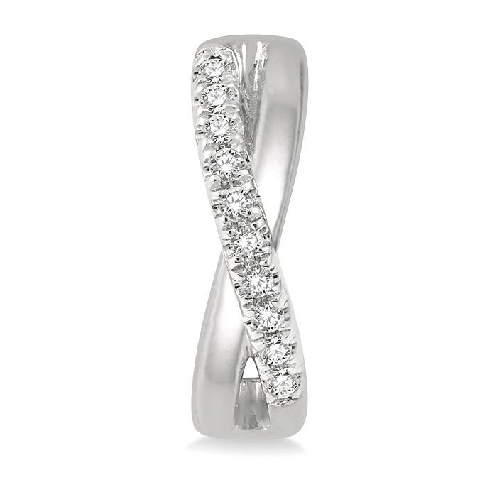 1/10 Ctw Split Intersecting Arms Round Cut Diamond Huggie Petite Earrings in 10K White Gold