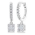 1/3 Ctw Petite Square Shape Fusion Diamond Fashion Huggies in 10K White Gold
