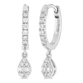 1/3 Ctw Petite Pear Shape Fusion Diamond Fashion Huggies in 10K White Gold