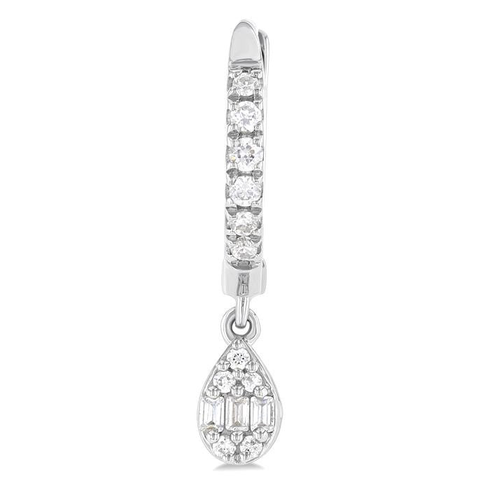 1/3 Ctw Petite Pear Shape Fusion Diamond Fashion Huggies in 10K White Gold