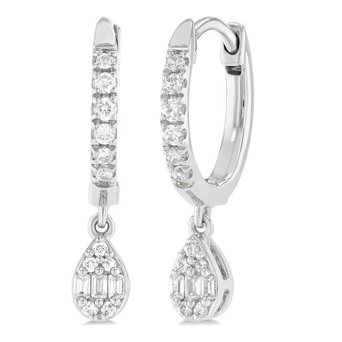 Pear Shape Fusion Petite Diamond Huggie Fashion Earrings