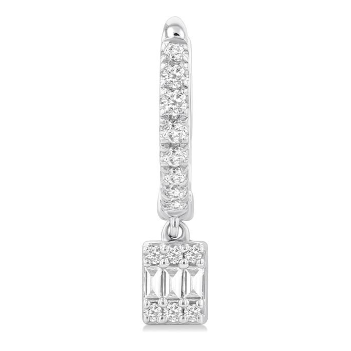 1/3 Ctw Petite Rectangle Shape Fusion Diamond Fashion Huggies in 10K White Gold