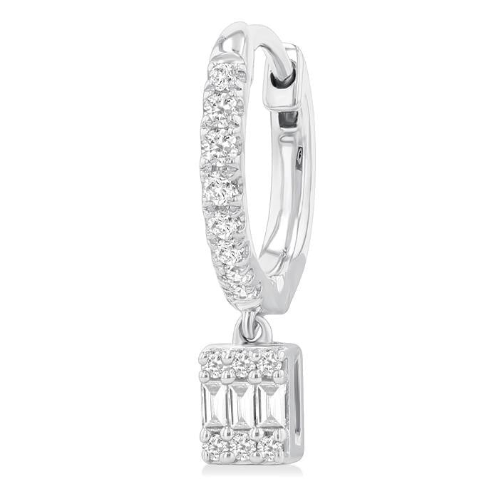 1/3 Ctw Petite Rectangle Shape Fusion Diamond Fashion Huggies in 10K White Gold