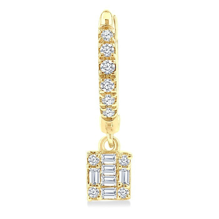 1/3 Ctw Petite Square Shape Fusion Diamond Fashion Huggies in 10K Yellow Gold