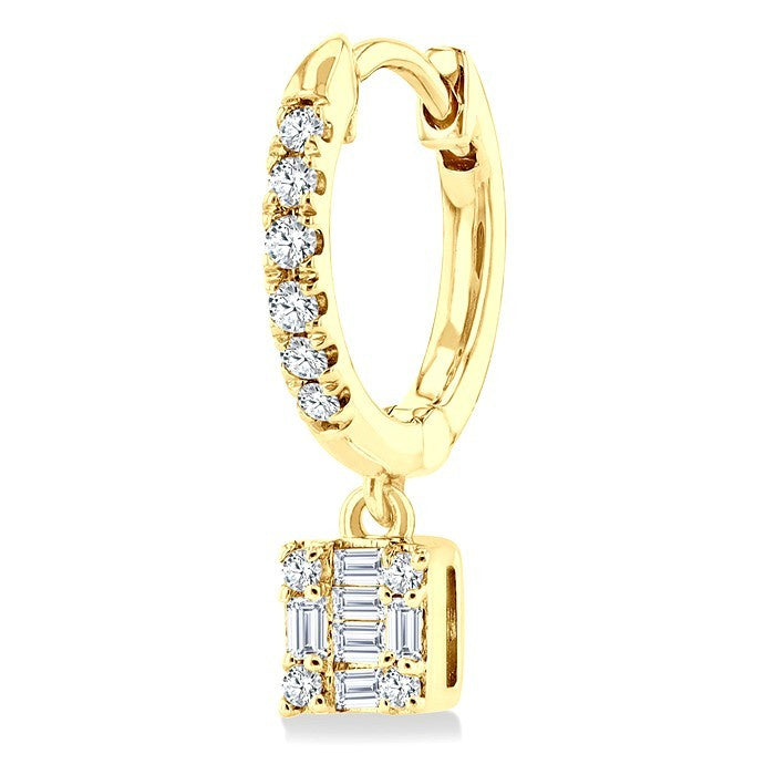 1/3 Ctw Petite Square Shape Fusion Diamond Fashion Huggies in 10K Yellow Gold