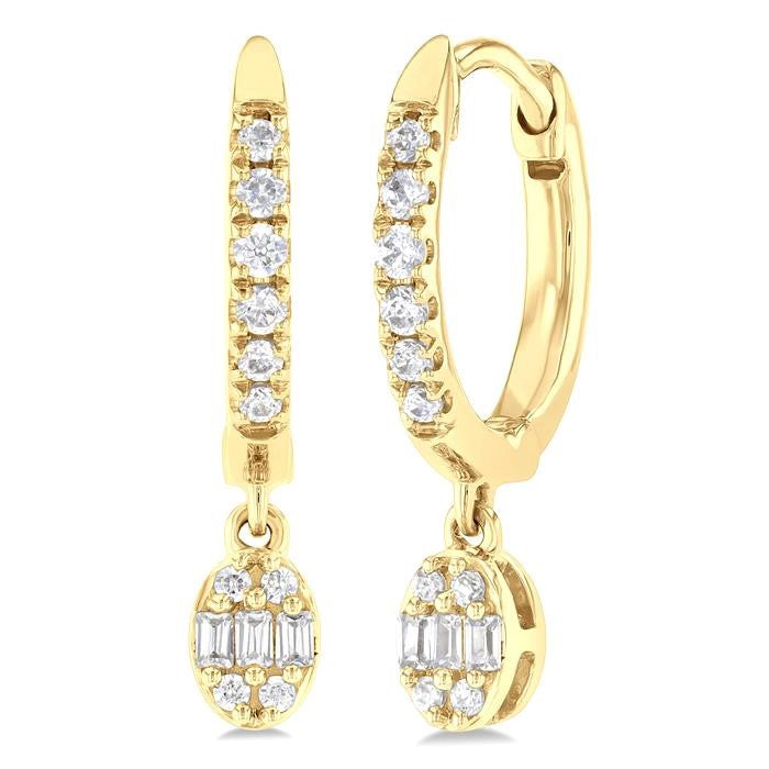1/3 Ctw Petite Oval Shape Fusion Diamond Fashion Huggies in 10K Yellow Gold