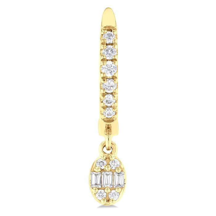 1/3 Ctw Petite Oval Shape Fusion Diamond Fashion Huggies in 10K Yellow Gold