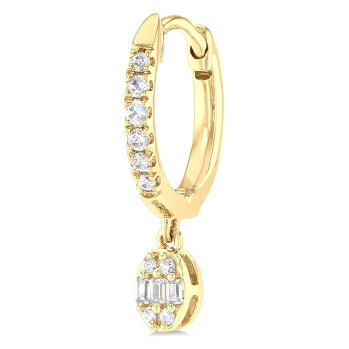 1/3 Ctw Petite Oval Shape Fusion Diamond Fashion Huggies in 10K Yellow Gold