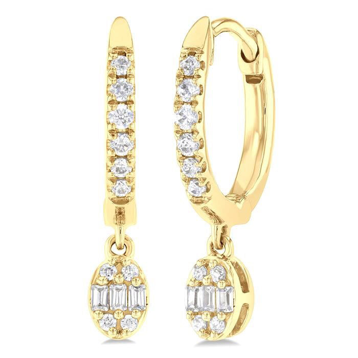 Oval Shape Fusion Petite Diamond Huggie Fashion Earrings