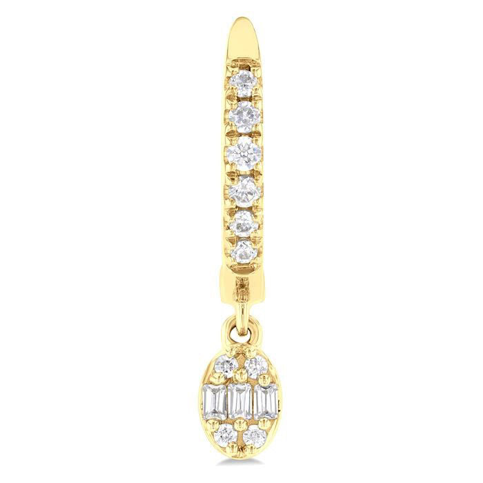 Oval Shape Fusion Petite Diamond Huggie Fashion Earrings