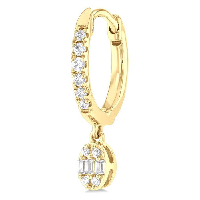 Oval Shape Fusion Petite Diamond Huggie Fashion Earrings