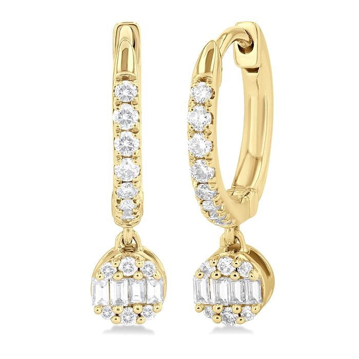 1/3 Ctw Petite Round Shape Fusion Diamond Fashion Huggies in 10K Yellow Gold
