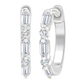 1/5 Ctw Baguette & Round Cut Diamond Petite Huggie Earrings in 10K White Gold