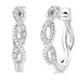 1/4 Ctw Split & Twisted Rope and Round Cut Diamond Huggie Petite Earrings in 10K White Gold