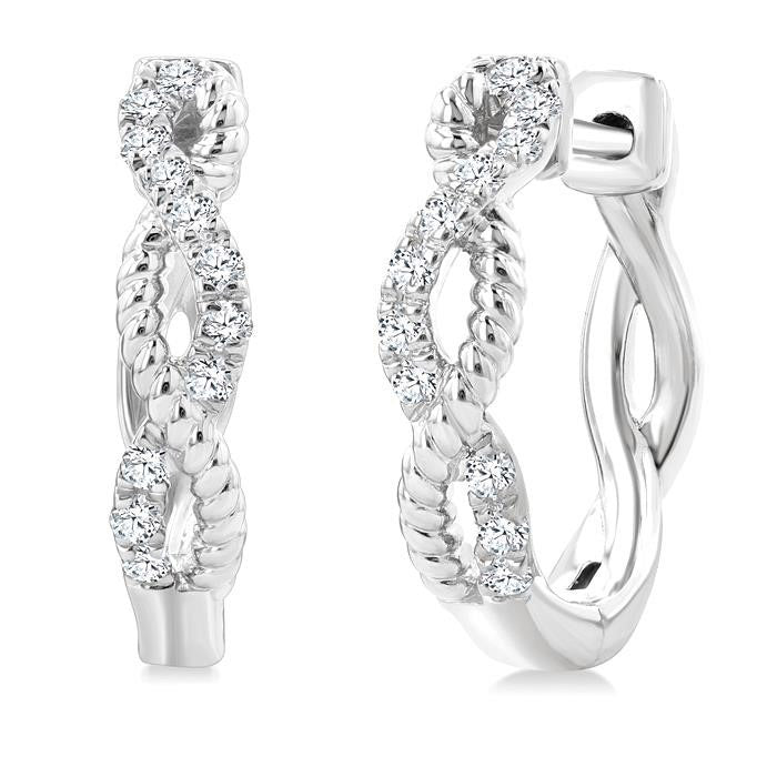 Twisted Petite Diamond Huggie Fashion Earrings