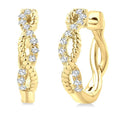 1/4 Ctw Split & Twisted Rope and Round Cut Diamond Huggie Petite Earrings in 10K Yellow Gold
