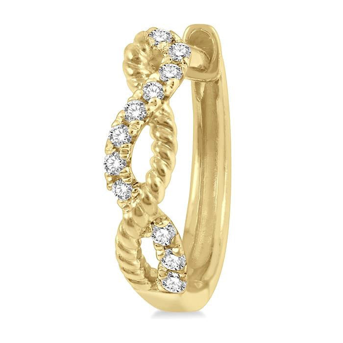 Twisted Petite Diamond Huggie Fashion Earrings